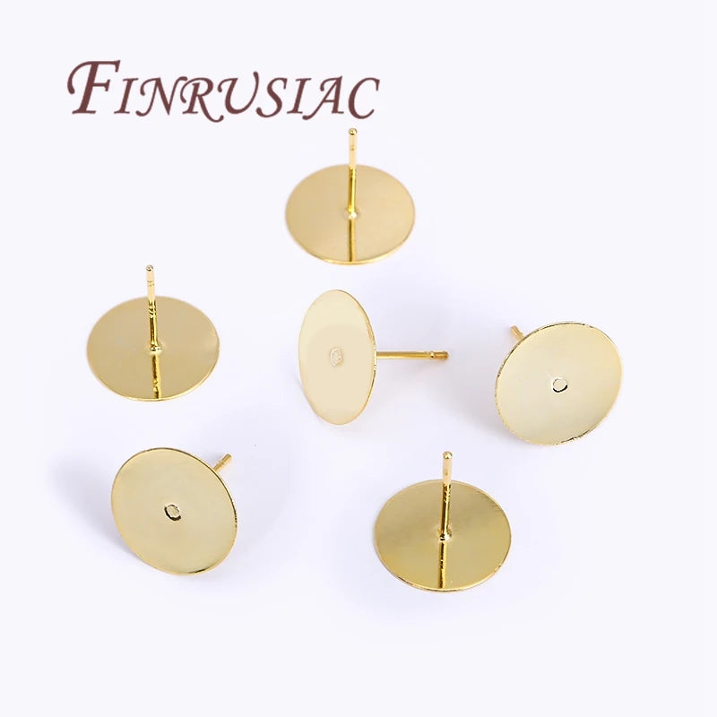 50Pcs 18K Gold Plated Blank Stud Earring Bases – DIY Jewelry Earring Stud Findings P3