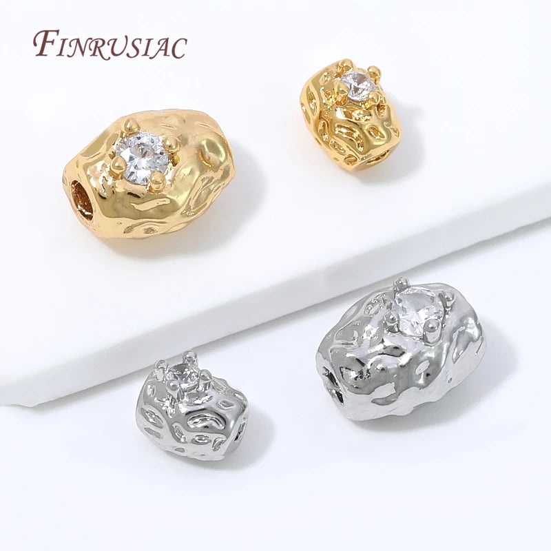 18K Gold Plated Zircon Oval Charm & Spacer Beads | DIY Jewelry Jewelry Making Beads P3