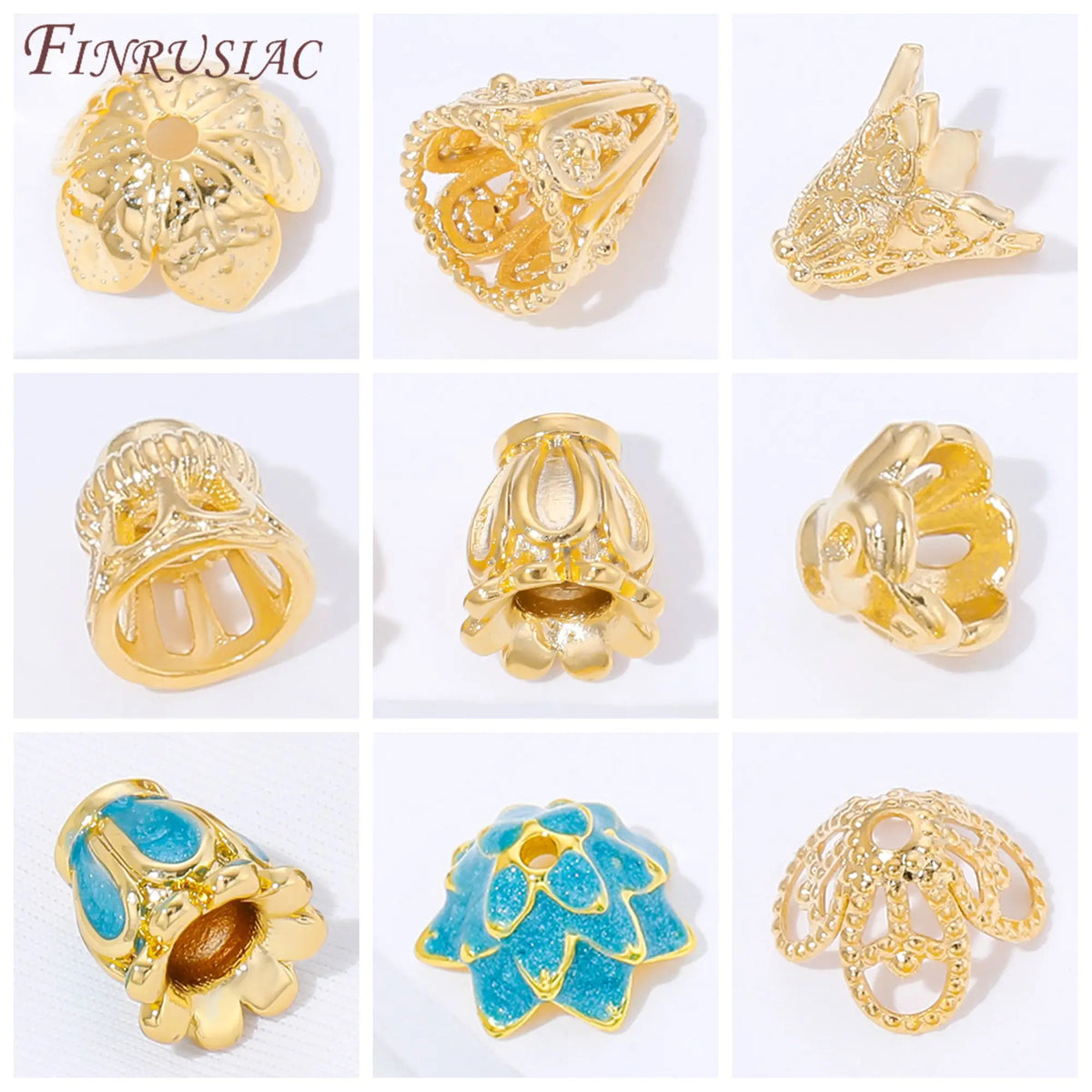 18K Gold Plated Brass Bead Caps – Flower DIY Jewelry Findings Jewelry Bead Caps P3