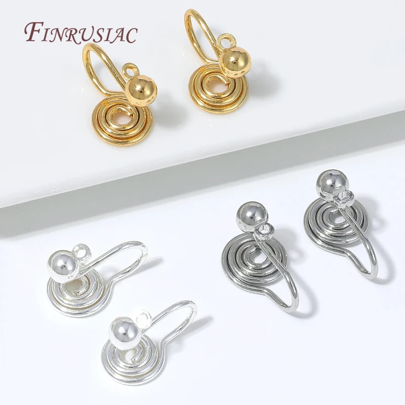 18K Gold Clip-On Earring Hooks – No-Pierce Spiral Ear Clips DIY Earring Findings P3