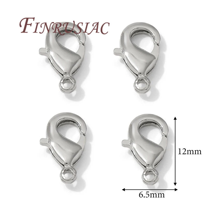 18K Gold Plated Lobster Clasps 10mm 12mm | DIY Jewelry Findings Jewelry Clasps Findings P3 Rhodium Plated-12mm 10 pieces