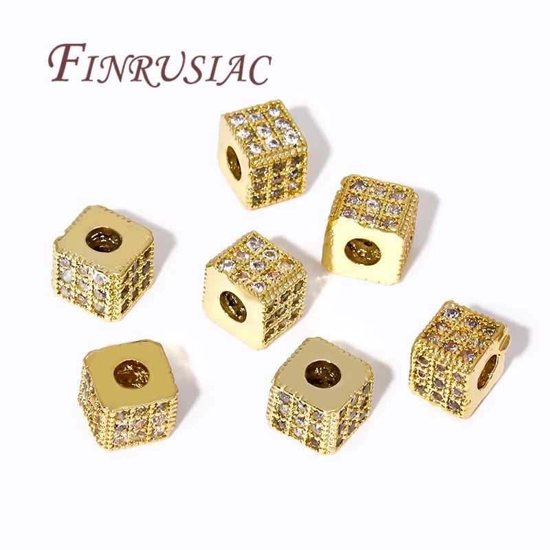 18K Gold Plated Brass Zircon Square Spacer Beads – DIY Jewelry Jewelry Spacer Beads P3