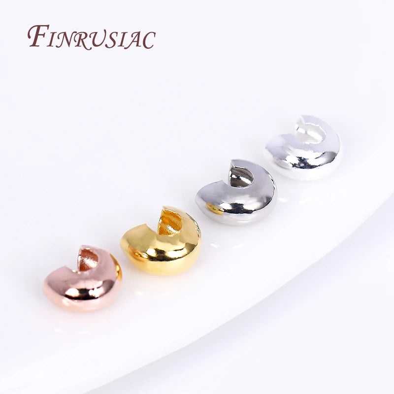 18K Gold Plated Crimp Bead Covers 3mm 4mm | DIY Jewelry Findings Jewelry Findings P3