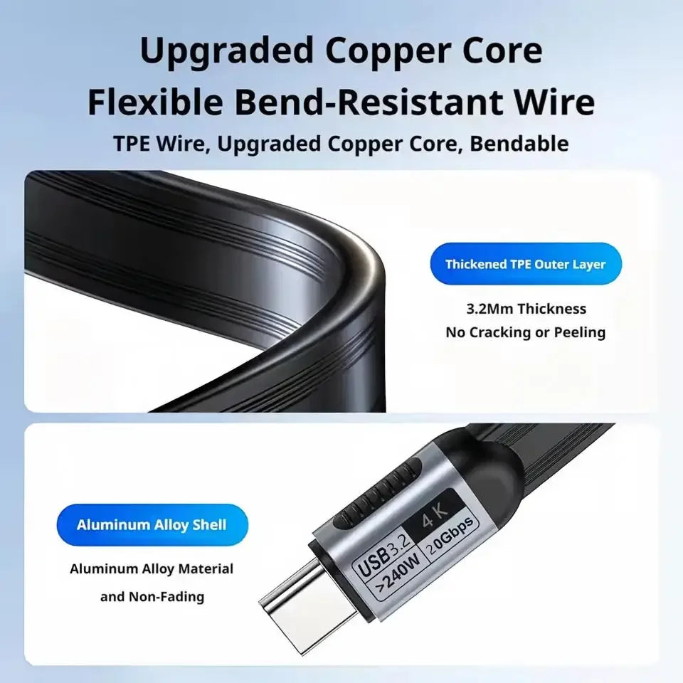 240W USB-C Cable 20Gbps Thunderbolt 5 | 4K@60Hz Fast Charge USB-C Cable P3