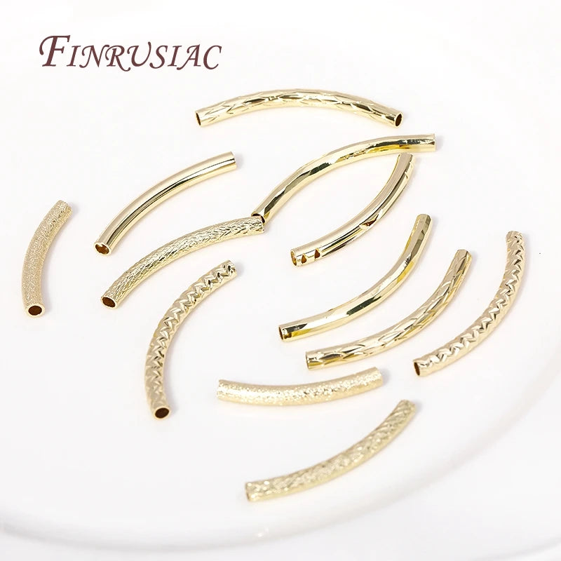 18K Gold Plated Brass Curved Tube Beads Connector | DIY Jewelry Jewelry Findings P3