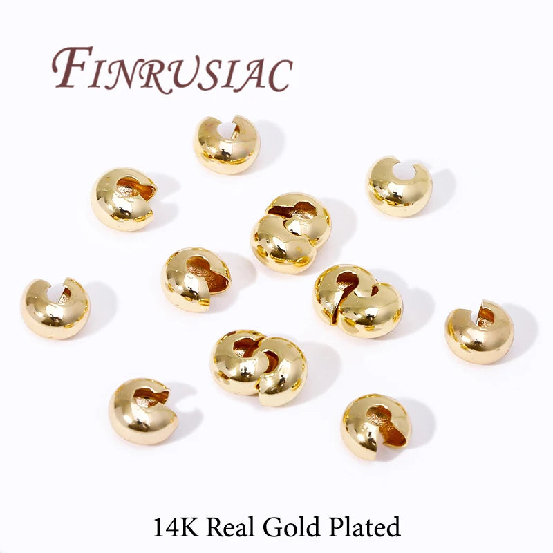 14K Gold Plated Brass Crimp End Beads – DIY Jewelry Spacers Jewelry Findings P3 14K Real Gold Plated 3.2mm-30 pcs