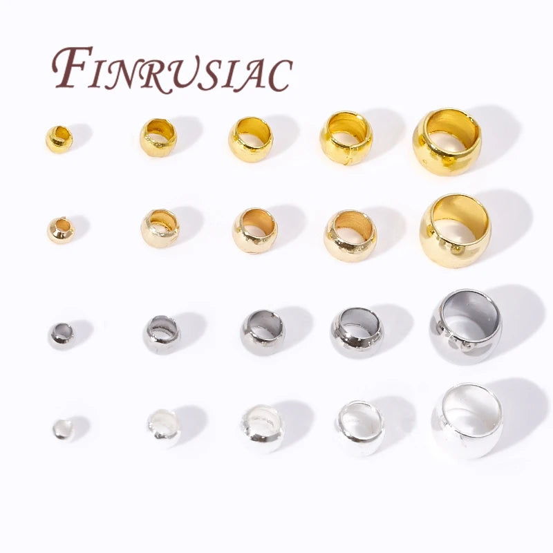 18K Gold Plated Crimp Beads 2mm–4mm | Stopper Spacer Findings Jewelry Crimp Beads P3