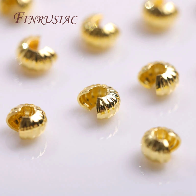 14K/18K Gold Plated 4MM Crimp Bead Covers – DIY Jewelry Findings Crimp Bead Covers P3