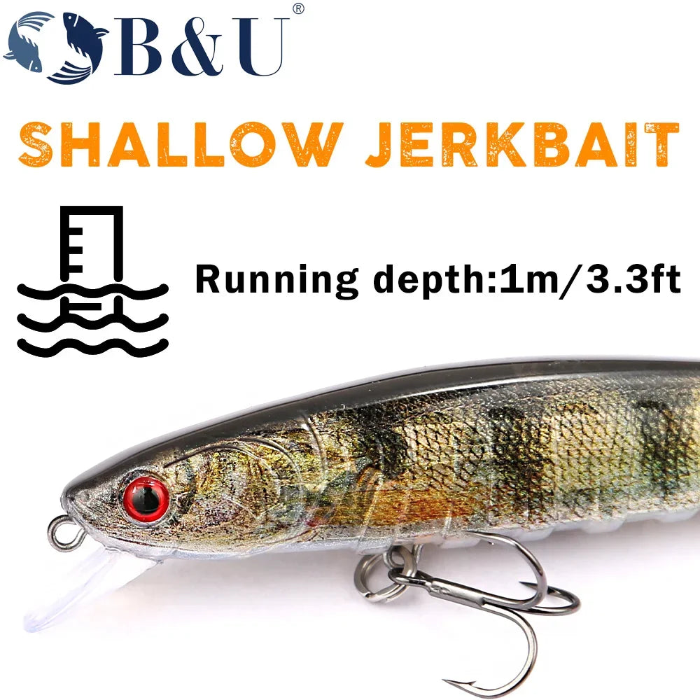 B&U 110mm Suspending Minnow Wobbler Hard Bait Fishing Lure Minnow Fishing Lure P3