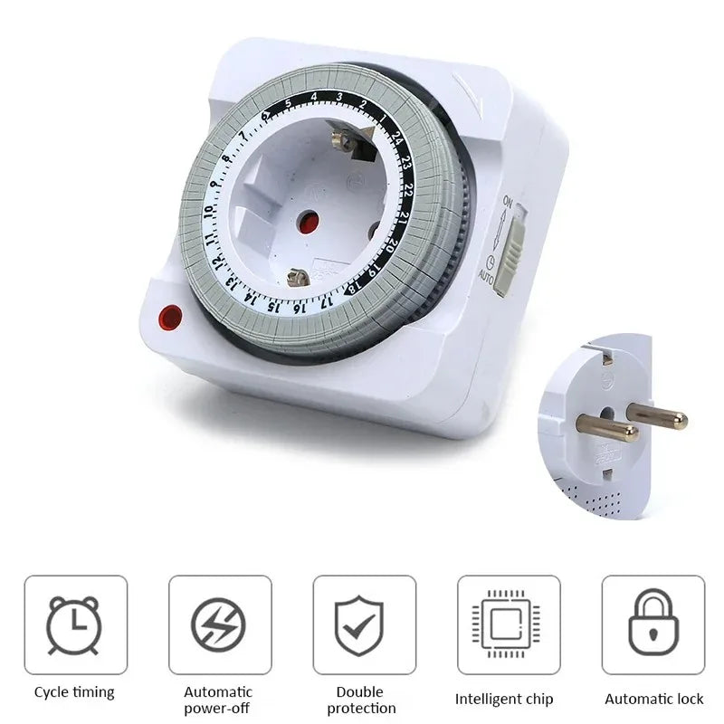 Mechanical 24-Hour Timer Switch EU Plug Indoor Outlet Mechanical Timer Switch P3 EU plug