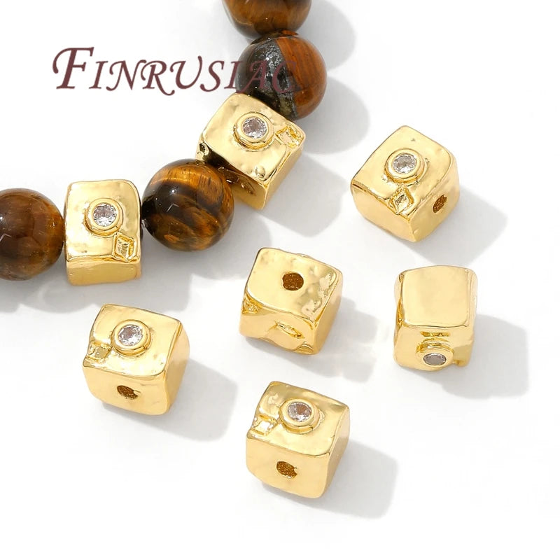 8mm Square Spacer Beads 18K Gold Plated – DIY Jewelry Findings Jewelry Spacer Beads P3