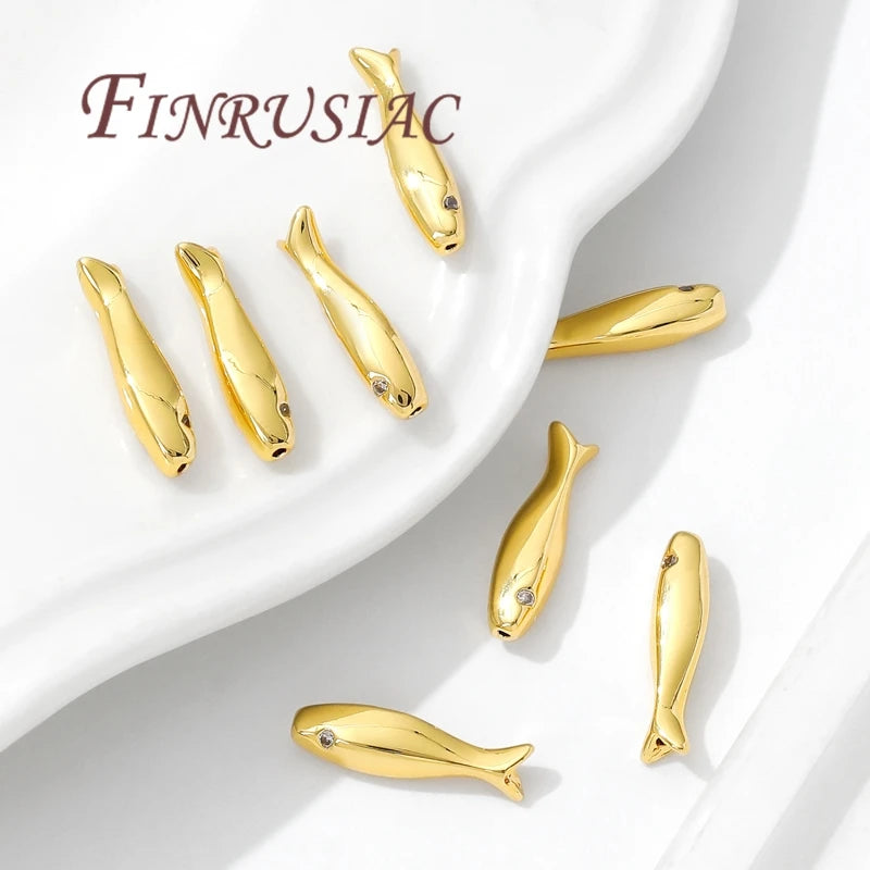 15.3mm Fish Shape Beads 18K Gold Plated DIY Jewelry Findings DIY Jewelry Beads P3