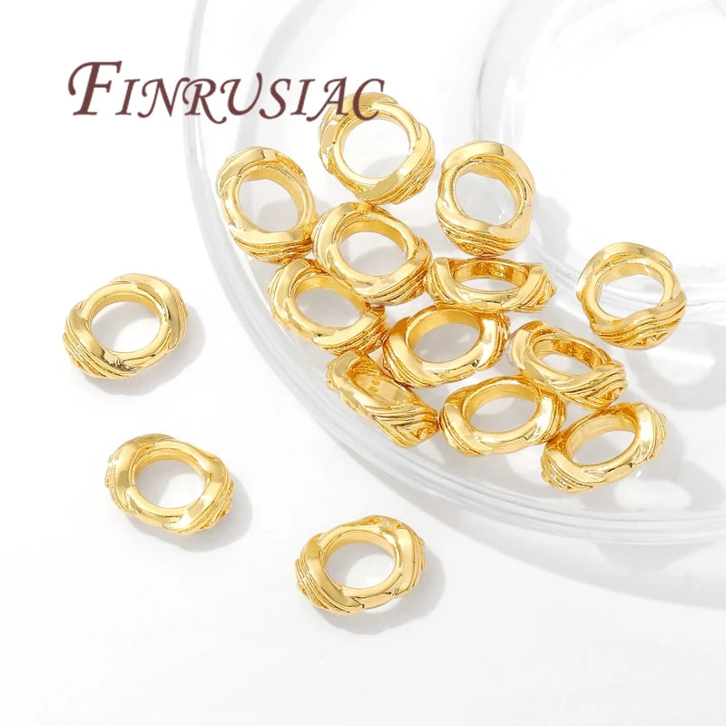 18K Gold Plated Big Hole Spacer Beads 11.5mm DIY Jewelry Gold Spacer Beads P3