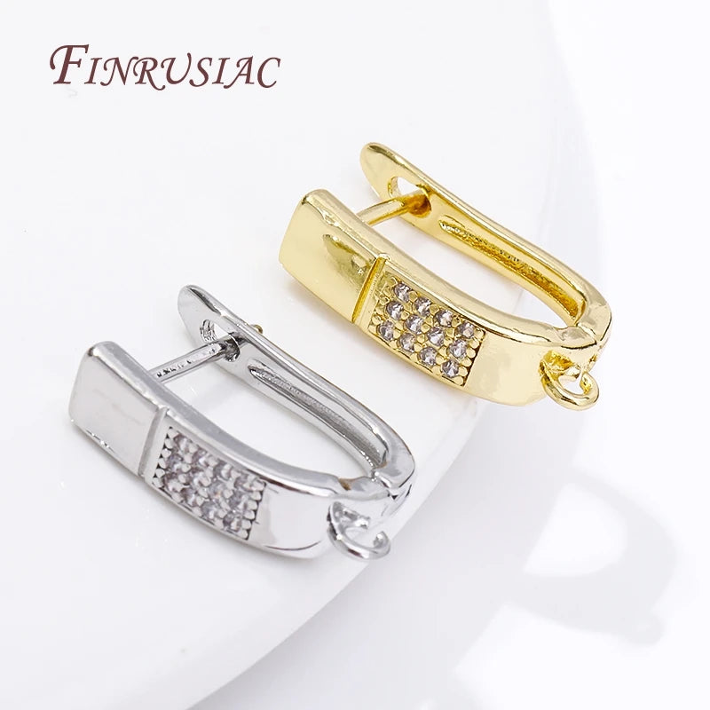18K Gold Plated Zircon Earring Hook Clasps | DIY Jewelry Findings Earring Hook Findings P3
