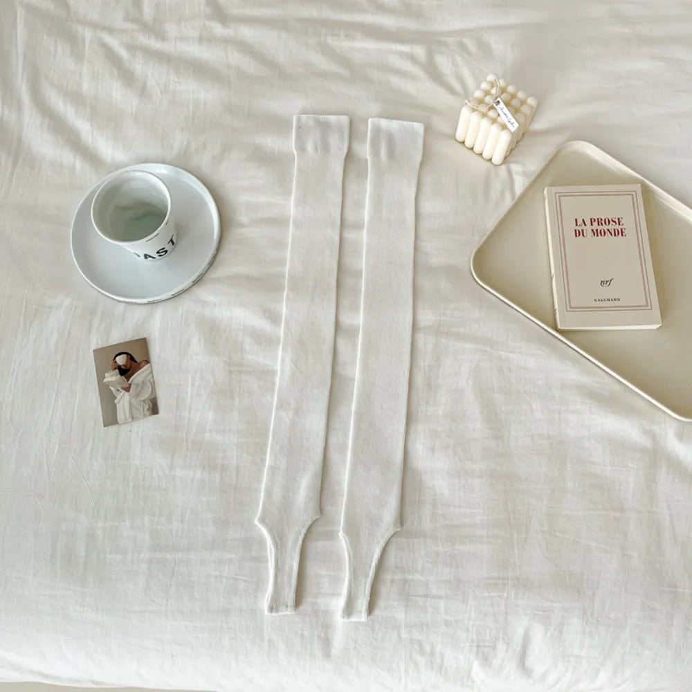 Women's Knee High Socks – Thin Breathable Calf Leg Warmers Knee High Socks P3 white
