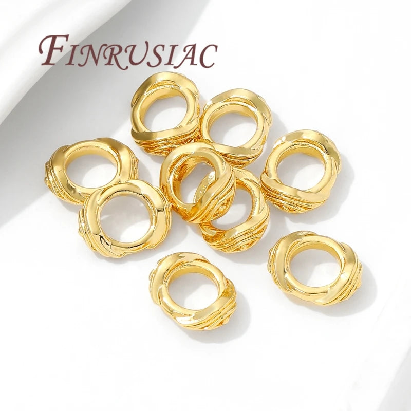 18K Gold Plated Big Hole Spacer Beads 11.5mm DIY Jewelry Gold Spacer Beads P3