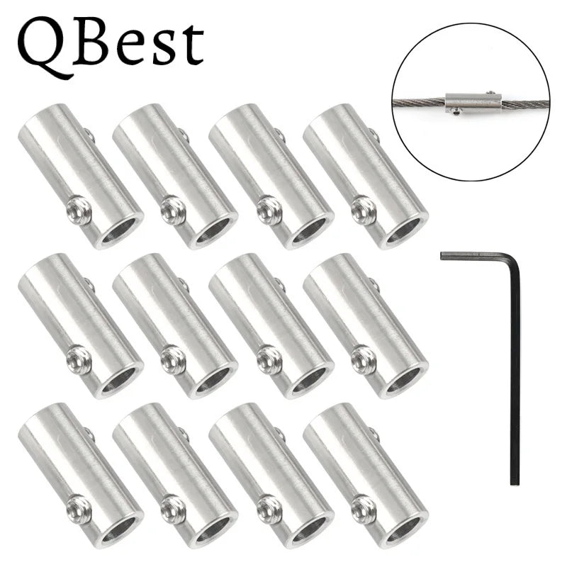 12-Pack 304 Stainless Steel Wire Rope Clamps 2–10mm Grub Screw Wire Rope Clamp P3 For 1.5mm Wire Rope