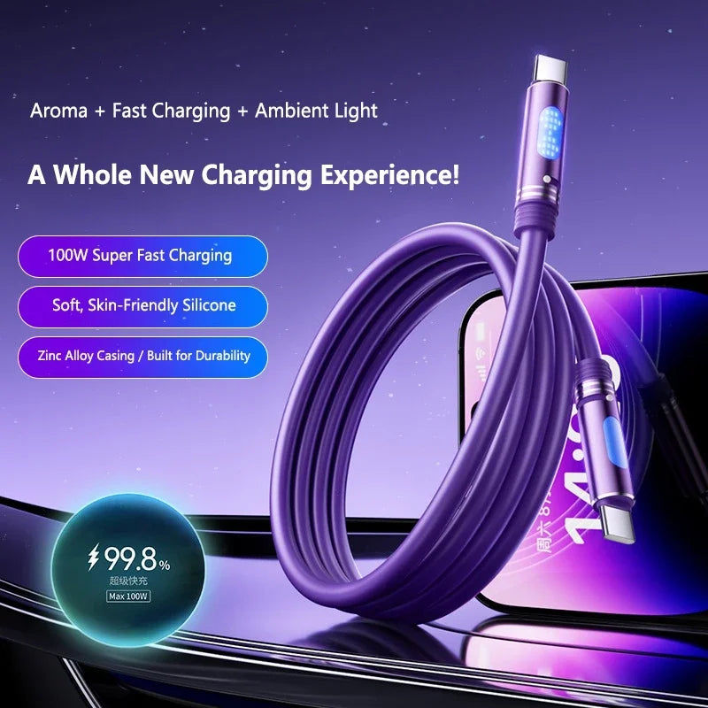 100W USB-C Fast Charging Cable – Ambient Light & Aromatherapy USB-C Charging Cable P3