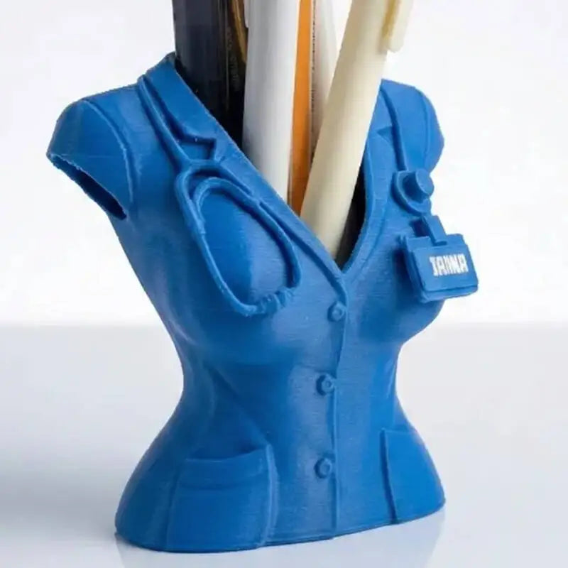 3D Printed Doctor & Nurse Figurine Pen Holder | Desk Organizer Figurine Pen Holder P3
