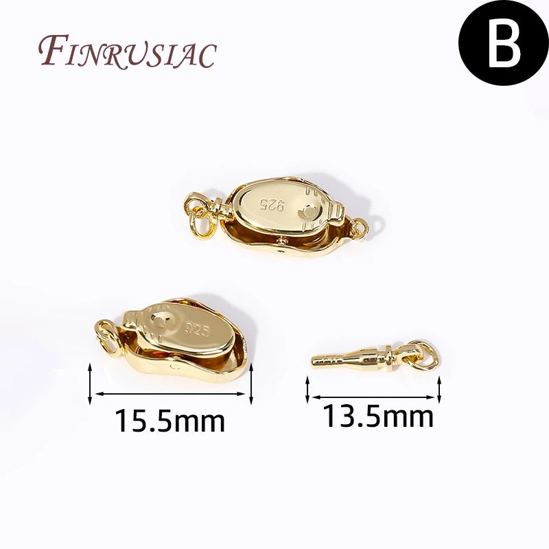 14K Gold Plated Brass Ingot Press Buckle Clasp Connectors DIY Jewelry Clasp Findings P3