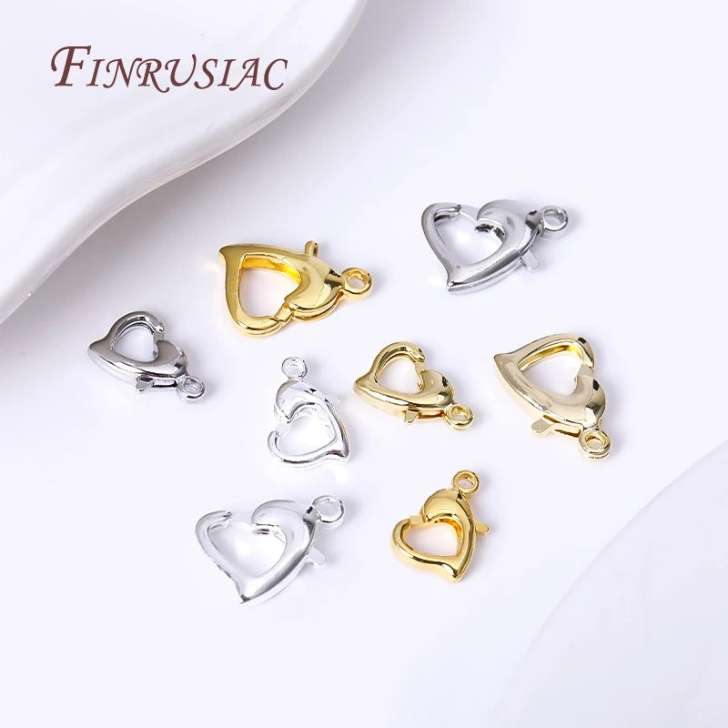 18K Gold Plated Heart Lobster Clasps – 10mm/12mm Jewelry Findings Jewelry Clasps P3