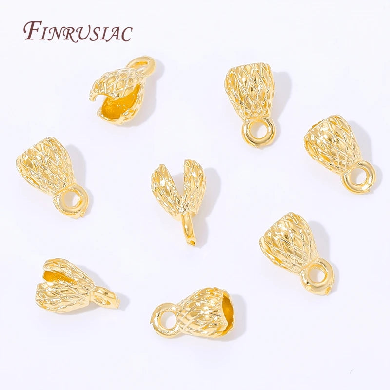 18K Gold Plated Pinecone End Caps & Cord Connectors | 10/20 Pcs Jewelry Making Findings P3