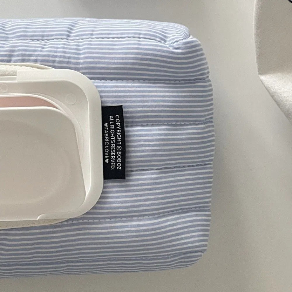 Striped Quilted Wet Wipe Pouch | Portable Tissue Case Organizer Tissue Holder P3 Blue