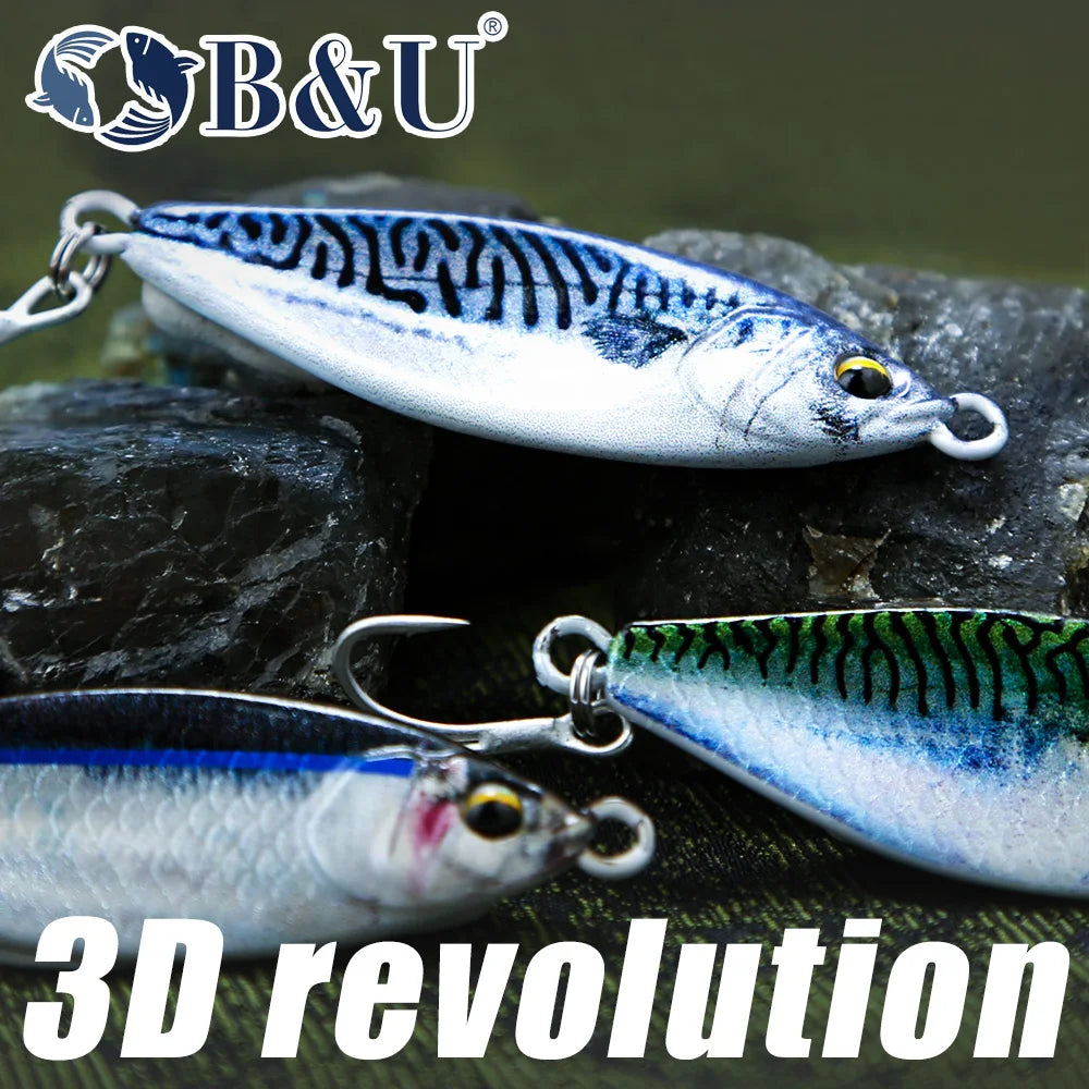 B&U Metal Jig Spoon Lure – 3D Eye Laser Sinking Spinner Bait Metal Jig Lure P3