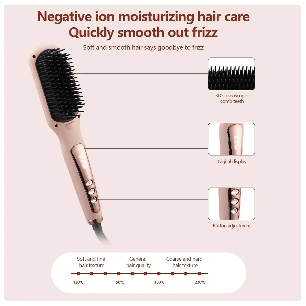 2-in-1 Electric Hair Straightening Brush – Straight & Curly Hair Straightening Brush P3