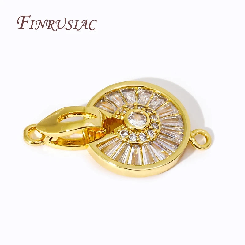 18K Gold Plated Brass Zircon Round Clasp – DIY Jewelry Jewelry Clasp Finding P3