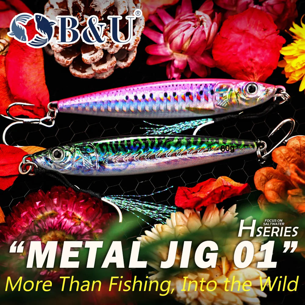 B&U UV Metal Jig Saltwater Shore Jigging Lure 30g 40g 60g Metal Jigging Lure P3