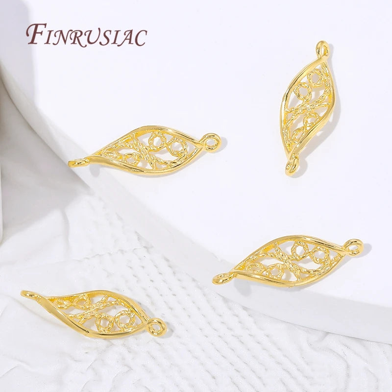 18K Gold Plated Filigree Hollow Leaf Connector | DIY Jewelry Jewelry Connector Finding P3