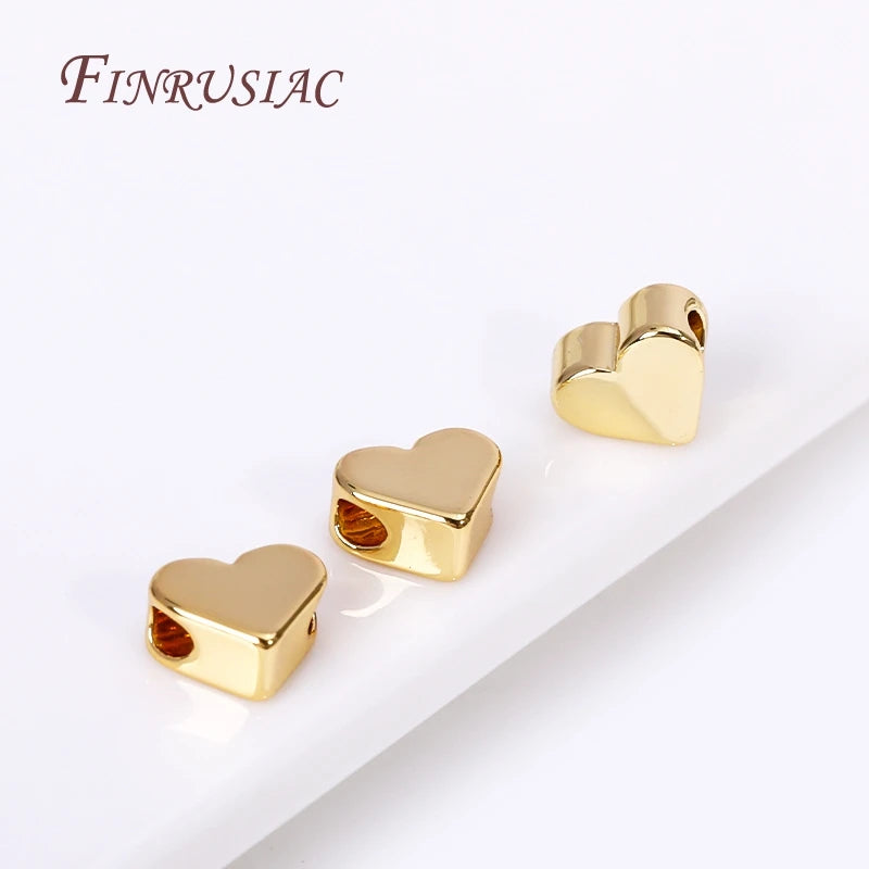 18K Gold Plated Heart Spacer Beads – DIY Bracelet Necklace Jewelry Spacer Beads P3