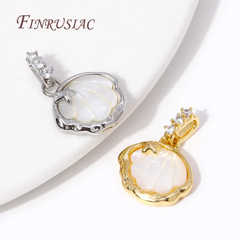 18K Gold Plated Zircon Shell Star Pendant Charm | DIY Jewelry Jewelry Pendant Charm P3