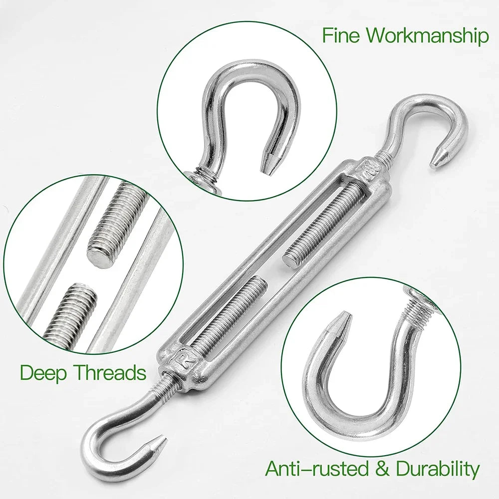 Stainless Steel Turnbuckle Hook & Eye Wire Tensioner M4–M20 Wire Turnbuckle Tensioner P3