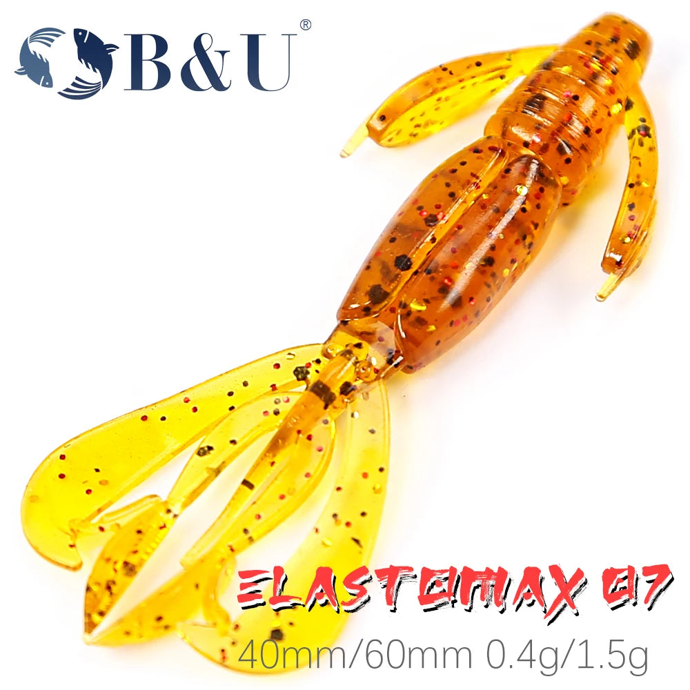 B&U Floating Soft Bait Lures – Worm Craw Shrimp Salted Silicone Soft Fishing Bait P3