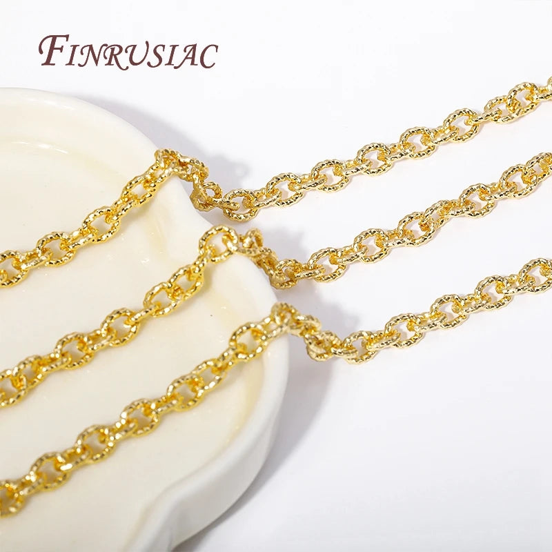 18K Gold Plated Textured Cable O-Chain 4.7x6mm Spool | DIY Jewelry Jewelry Making Chain P3