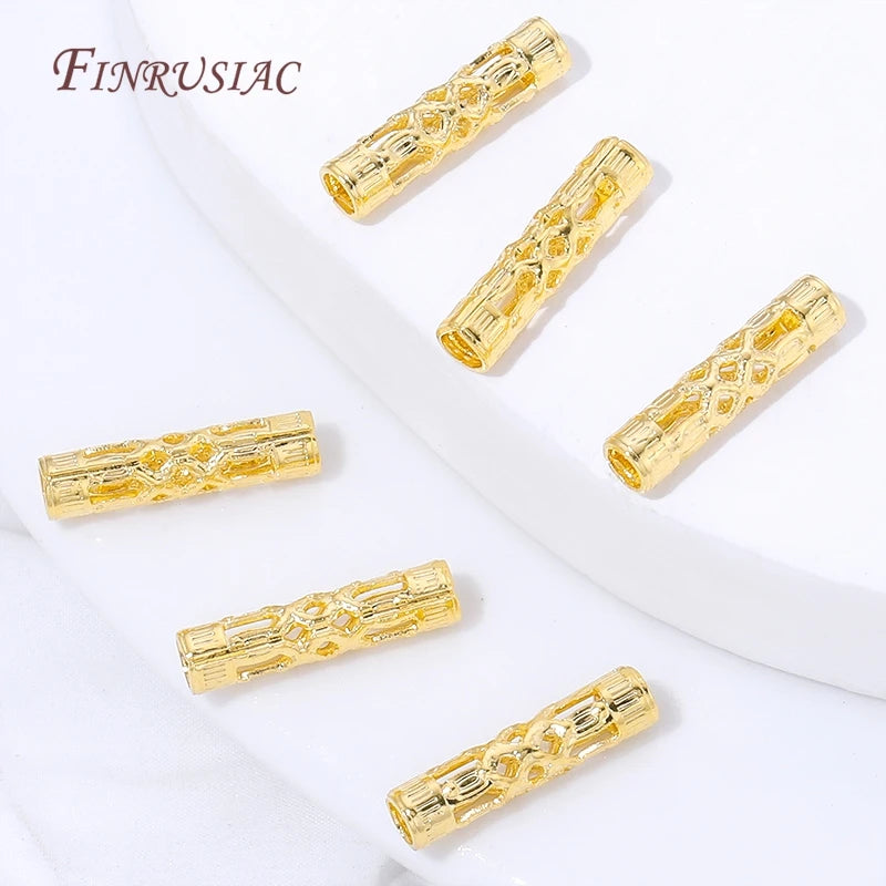 18K Gold Plated Filigree Cylinder Tube Spacer Beads | DIY Jewelry Jewelry Spacer Beads P3