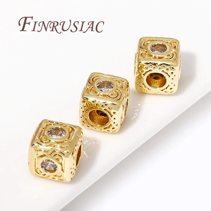 18K Gold Plated Brass Spacer Beads – Multi-Style DIY Jewelry Jewelry Spacer Beads P3
