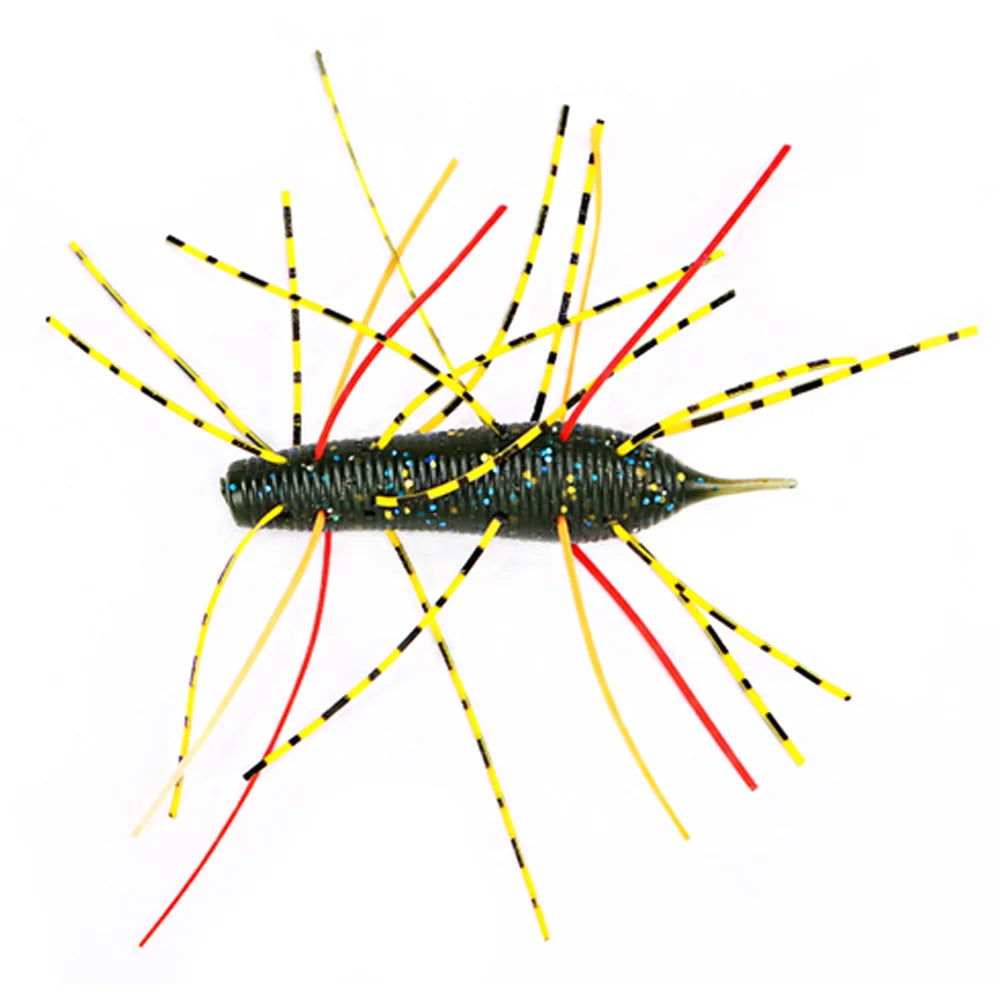 B&U Multi-Tentacle Silicone Soft Lures 4/5pc – Bass Trout Bait Soft Fishing Lures P3 green 5pcs-40mm