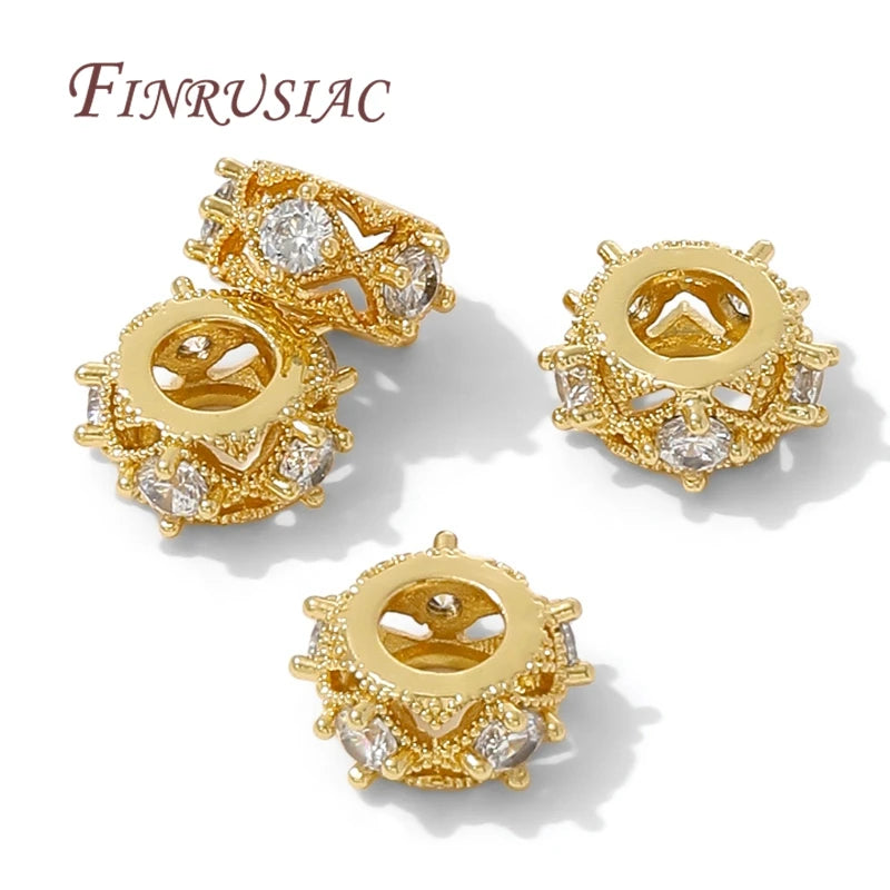18K Gold Plated Zircon Round Spacer Beads – DIY Jewelry Making Jewelry Spacer Beads P3
