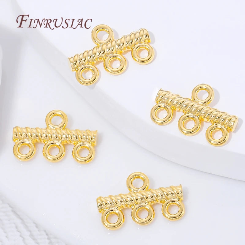 18K Gold Plated 3-Hole Multi Strand Twisted Clasp Connector Jewelry Clasp Connector P3