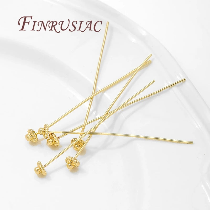 18K Gold-Plated Brass Flower Pins – DIY Earring Findings 10/20pc Jewelry Making Findings P3