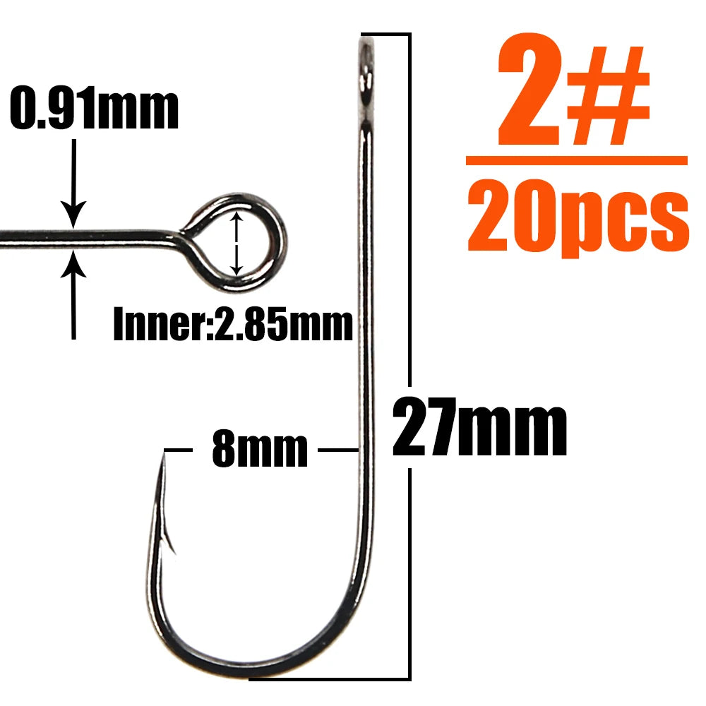 B&U 20pcs Barbed Worm Hooks – High Carbon Steel Fishing Hooks Fishing Hooks P3 2
