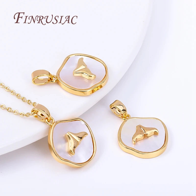 Natural Shell Fishtail Gold-Plated Pendant Charm – DIY Jewelry Pendant Charm P3