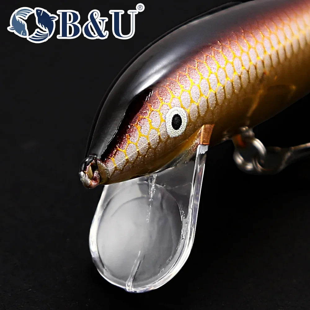 B&U Sinking Minnow Jerkbait Hard Lure – Trout Perch Bass Sinking Minnow Lure P3