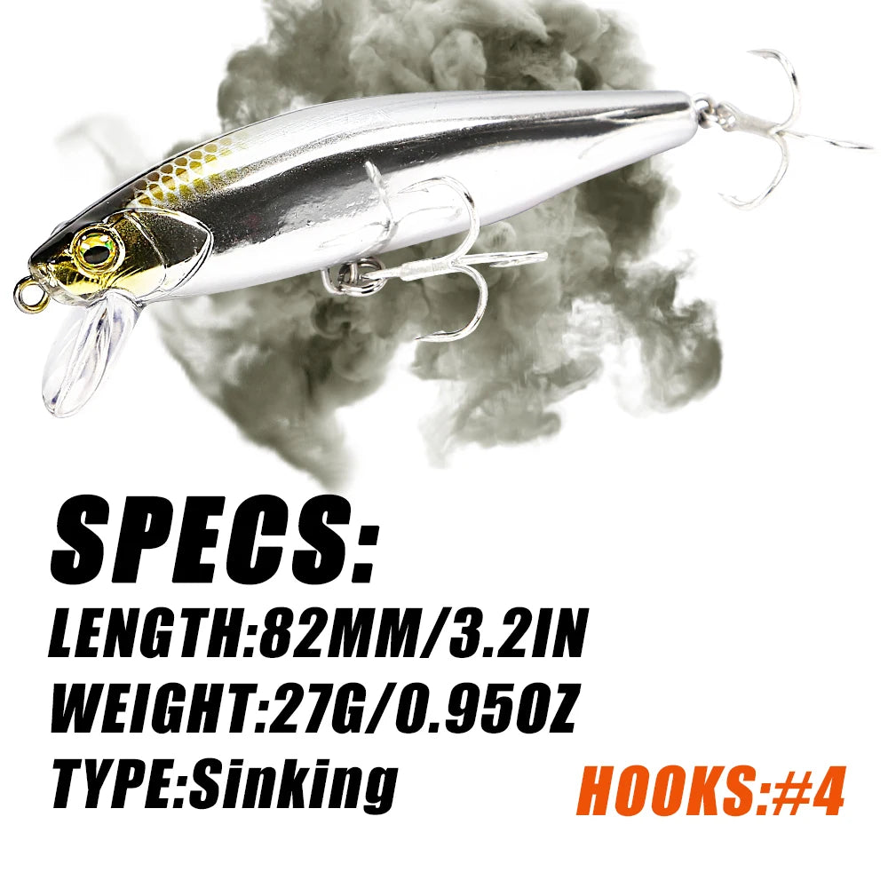 B&U 82S 27g Sinking Minnow Saltwater Hard Lure | Long Cast Saltwater Fishing Lure P3