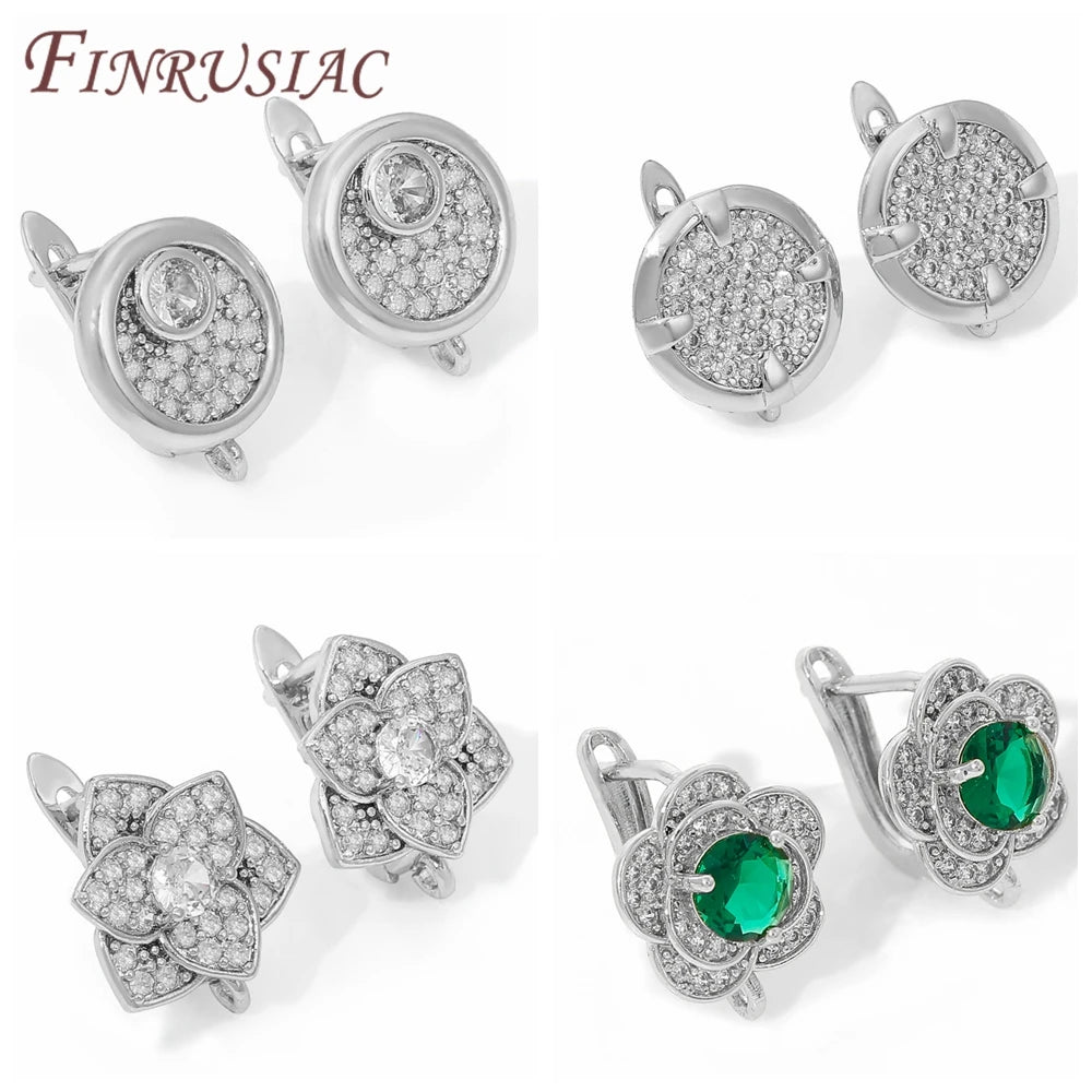 18K Gold Plated Brass Zircon Earring Hook Clasps | DIY Findings Earring Jewelry Findings P3