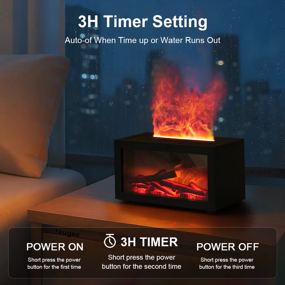 Mini Fireplace Flame Humidifier & Aroma Diffuser – 7 Colors Flame Aroma Diffuser P3