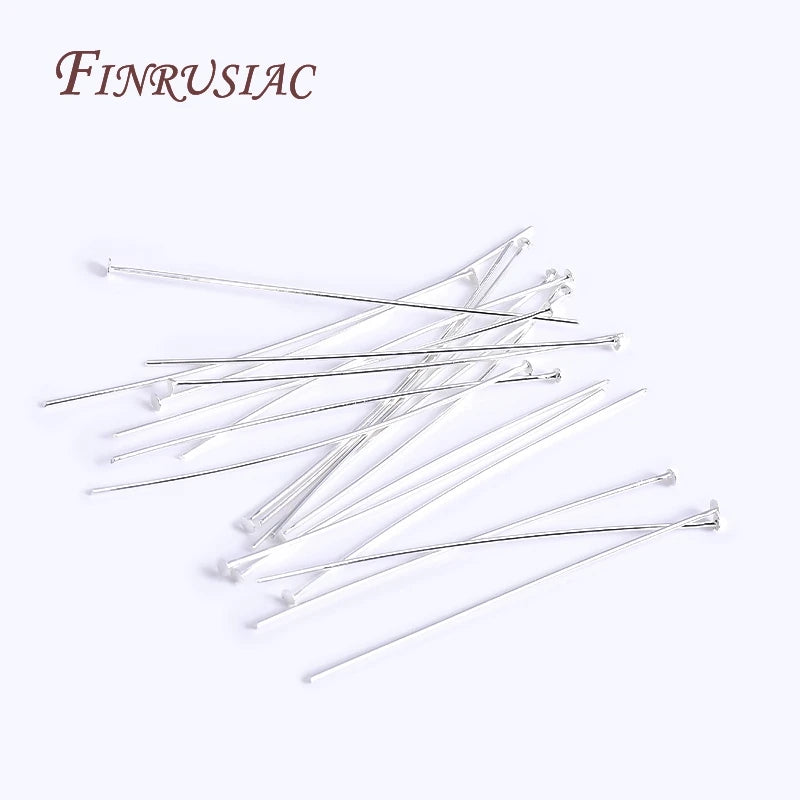 50 Pcs Flat Head Pins – 18K Gold & Silver Plated Brass Findings Jewelry Findings P3 Silver Plated 0.7mmX50mm-50pcs